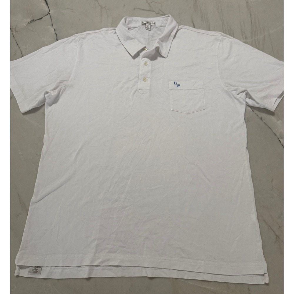 Peter Millar Mens XL White Pima Cotton Pocket Polo Shirt D.W. Initials